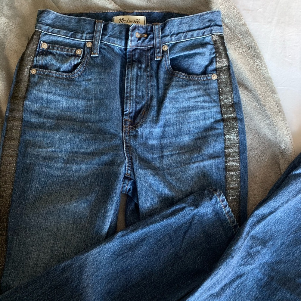 Madewell Metallic Tuxedo Mom Jeans